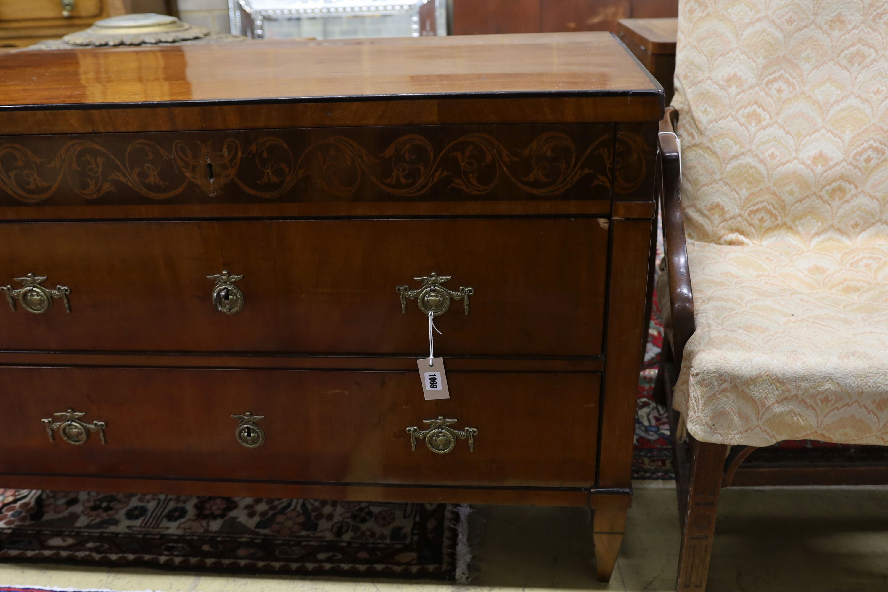A Biedermeier style mahogany commode, width 112cm, depth 53cm, height 78cm